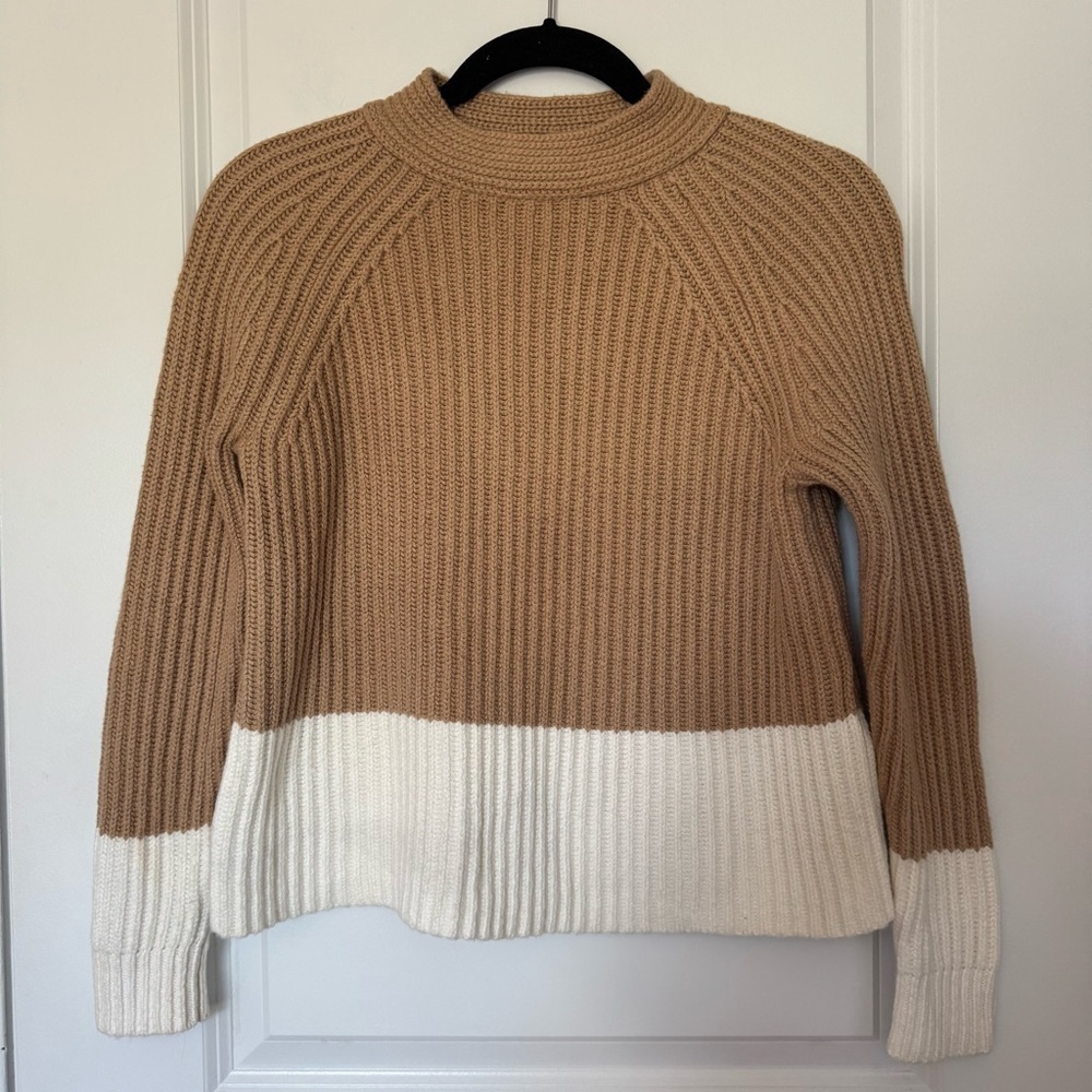 Banana Republic Camel Mockneck XS Petite Knit Cotton Sweater